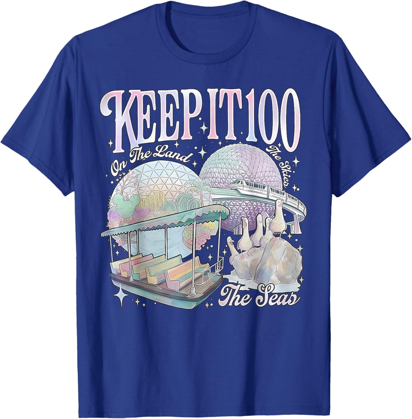 Keep It 100 Retro Transport Art Land Sea Sky Style Men Women T-Shirt - T-Shirt | Royal