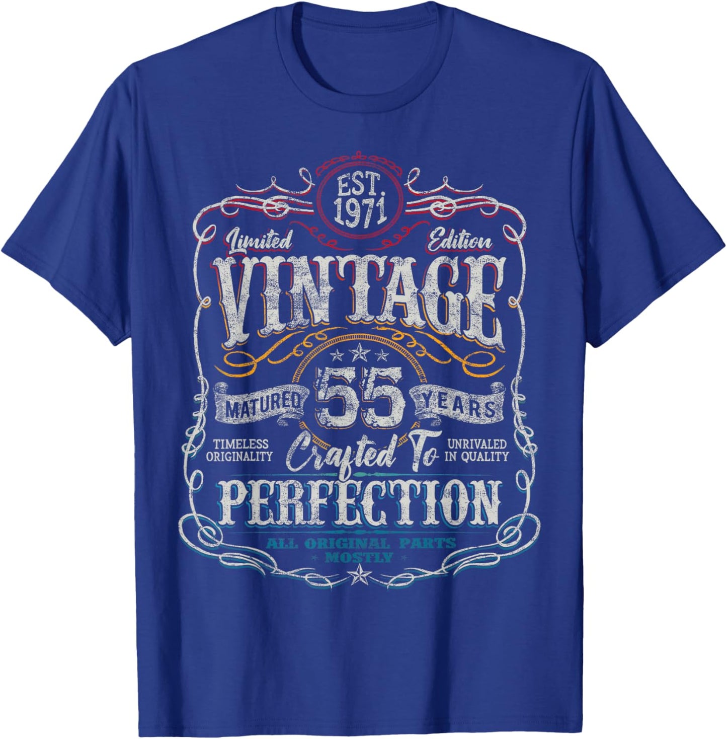 Vintage 1971 Limited Edition Shirt 55 Year Old 55th Birthday T-Shirt - T-Shirt | Royal