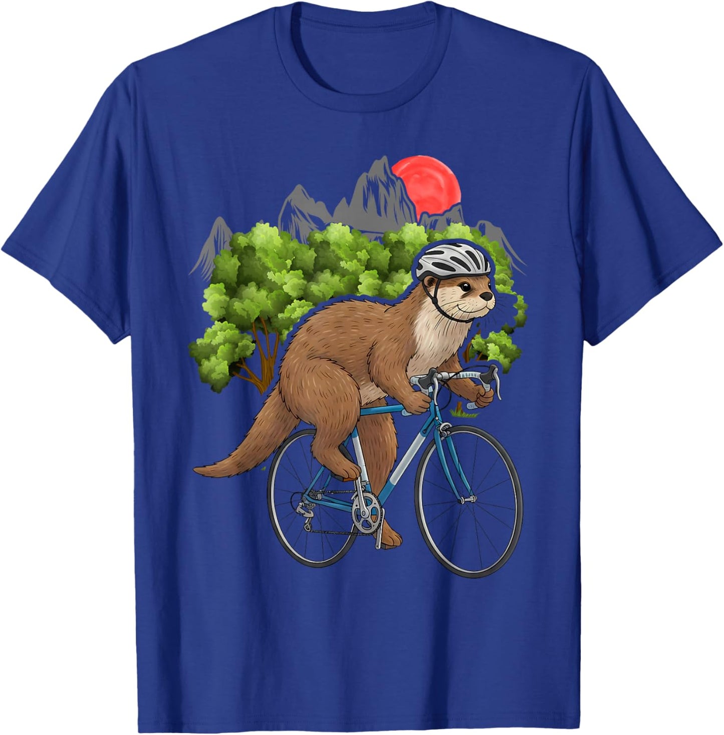 Otter Riding Bicycle Vintage Cycling Biking Biker T-Shirt - T-Shirt | Royal