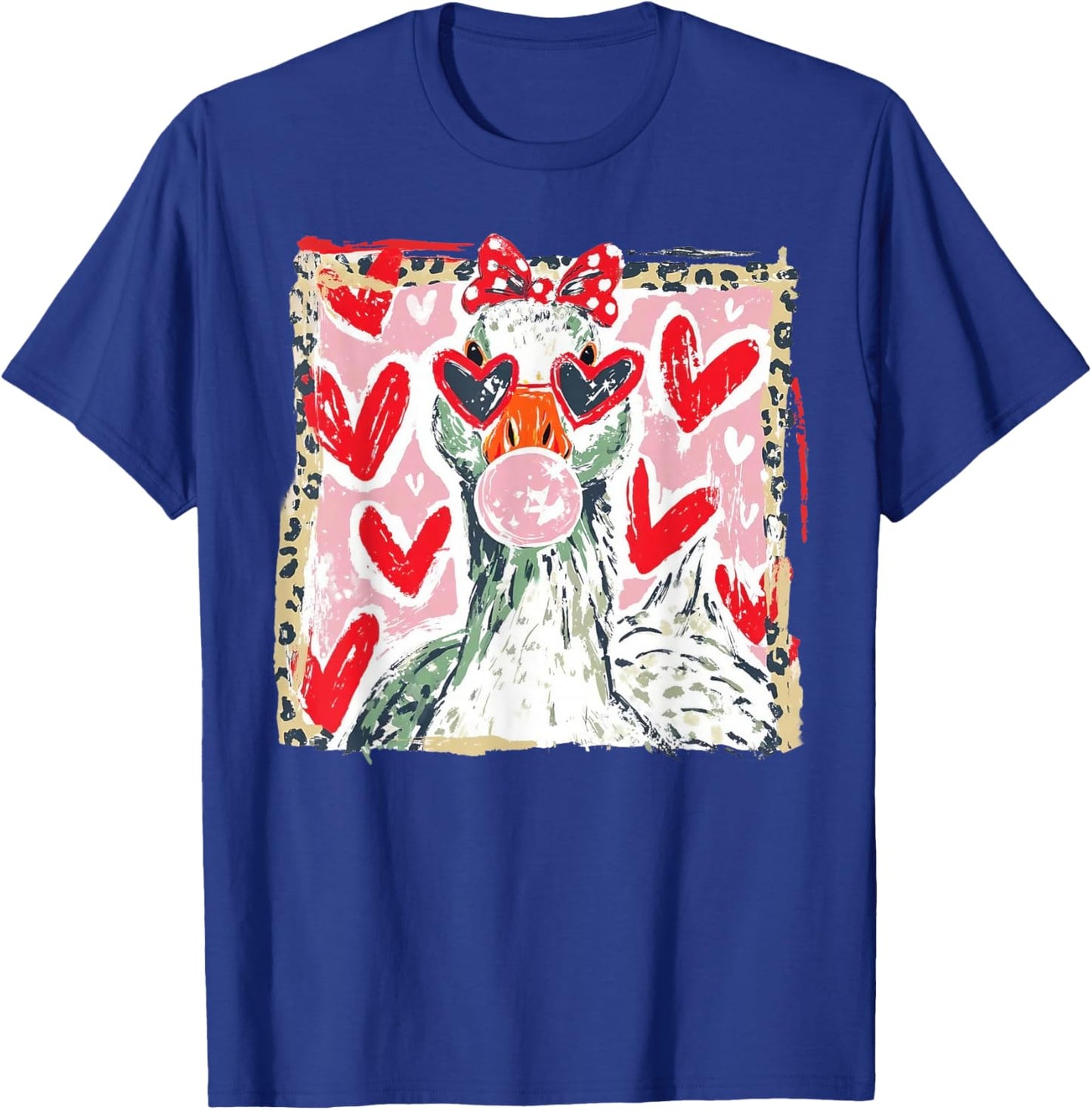 Valentine’s Day Goose Happy Valentine Goose Love Heart Art T-Shirt - T-Shirt | Royal