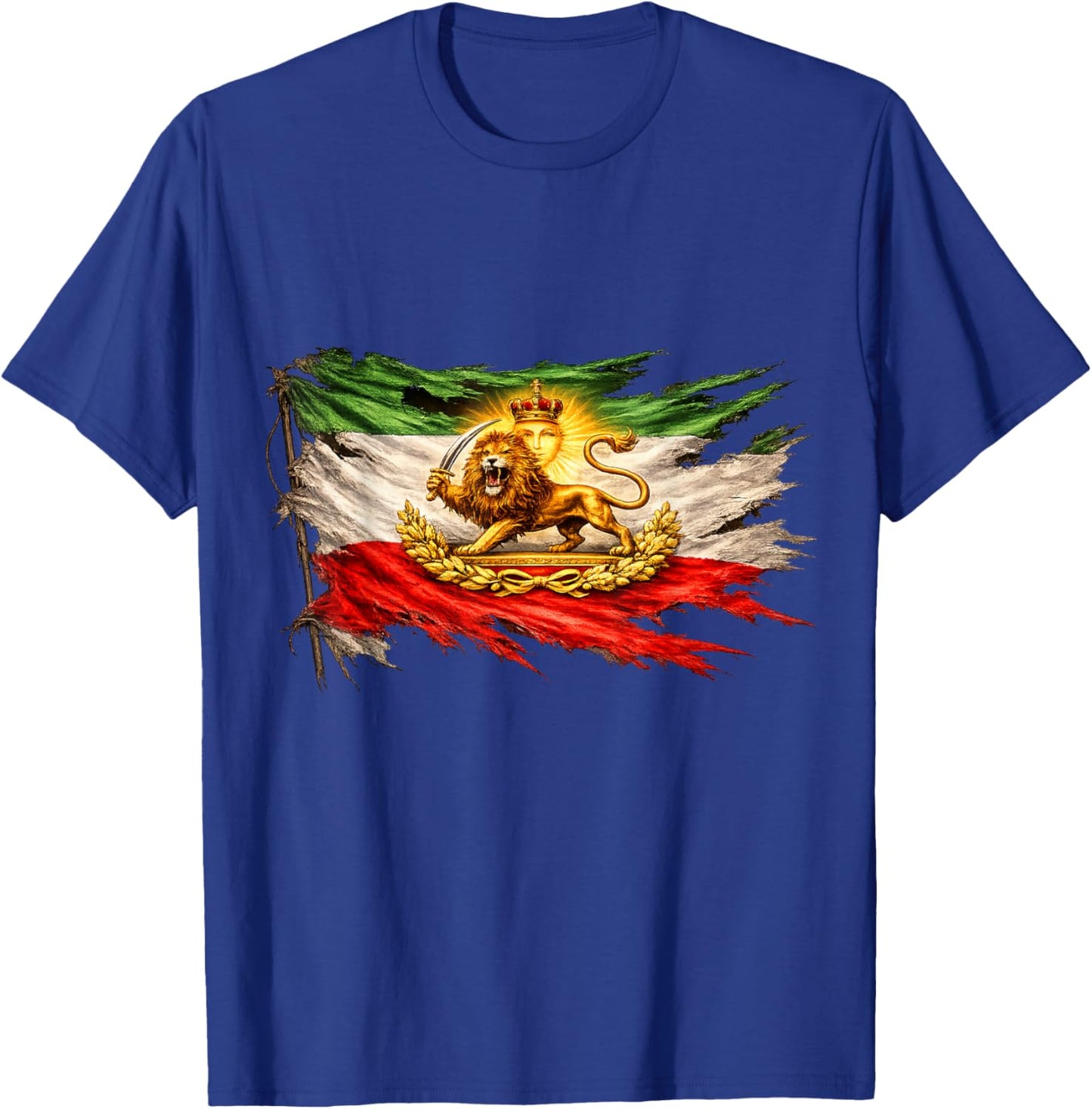 Iran Flag with Lion and Sun Emblem, Vintage Persian Heritage T-Shirt - T-Shirt | Royal