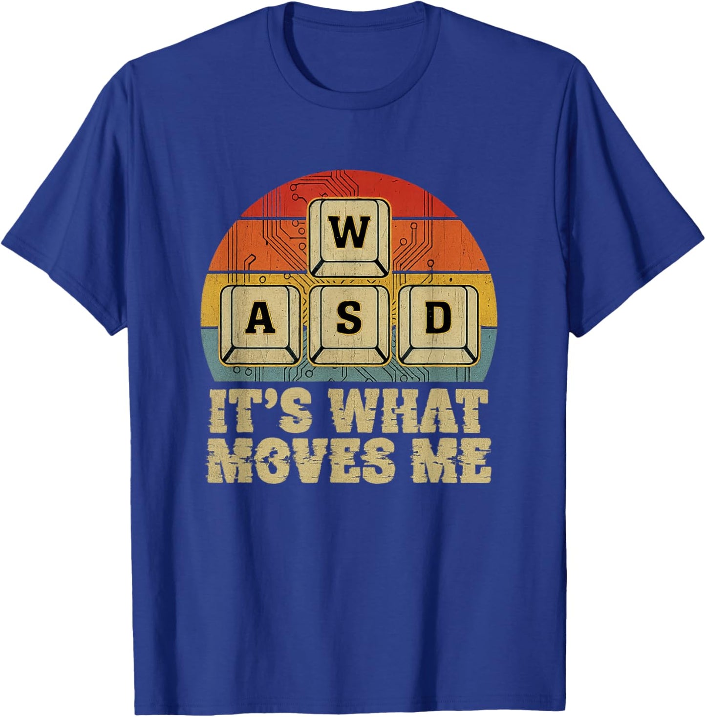 Retro WASD Gaming Keys Funny PC Gamer Design T-Shirt - T-Shirt | Royal