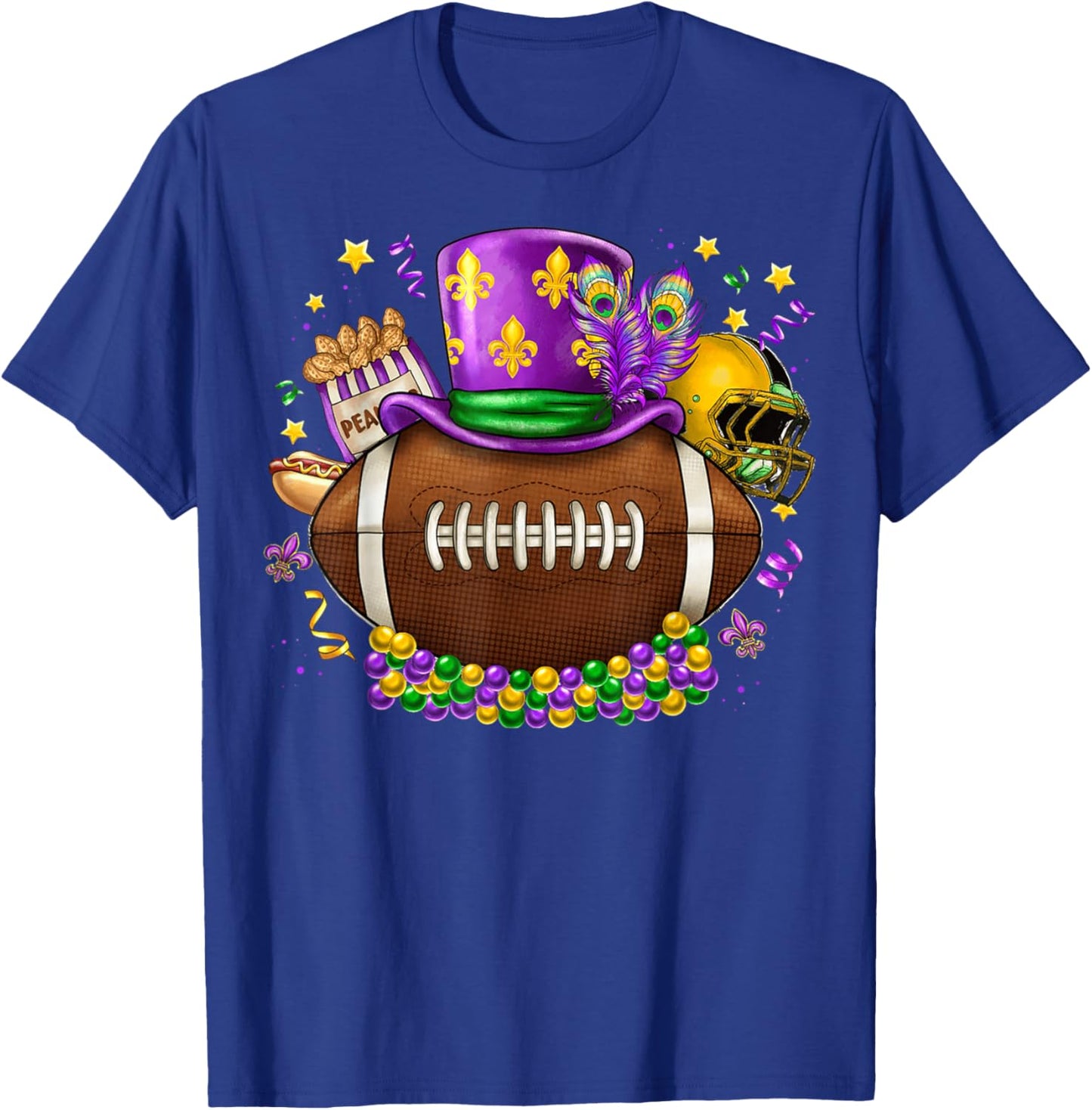 Football Mardi Gras Carnival Fat Tuesday Party Mask Sport T-Shirt - T-Shirt | Royal