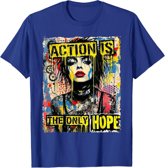 Punk Girl Colorful 90s Grunge Graffiti Distressed Vintage T-Shirt - T-Shirt | Royal