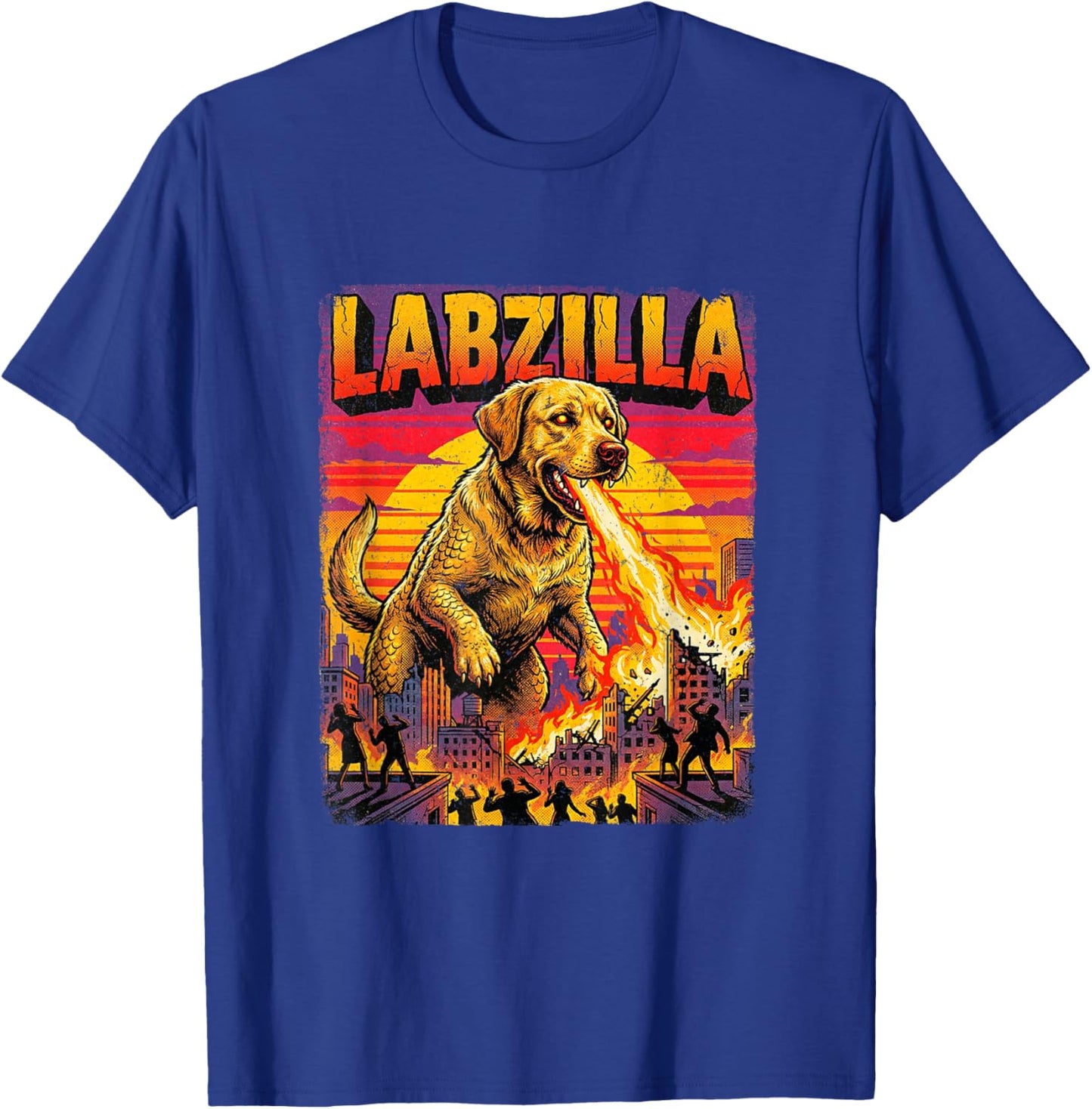 Labzilla Giant Yellow Labrador Retriever Dog Monster Parody T-Shirt - T-Shirt | Royal
