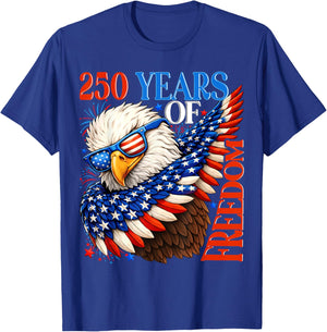 250 Years of Freedom 1776 2026 Patriotic Bald Eagle 4th July T-Shirt - T-Shirt | Royal