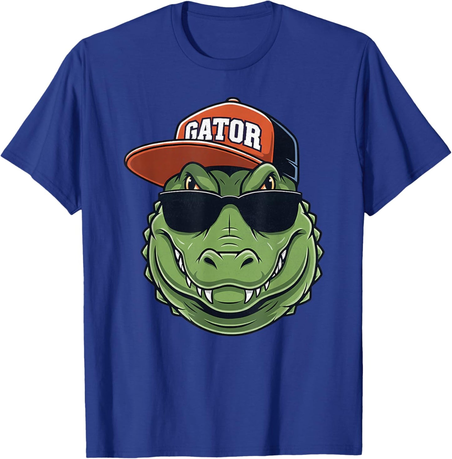 Cool Crocodile Animal Gator Graphic with Cap and Sunglasses T-Shirt - T-Shirt | Royal