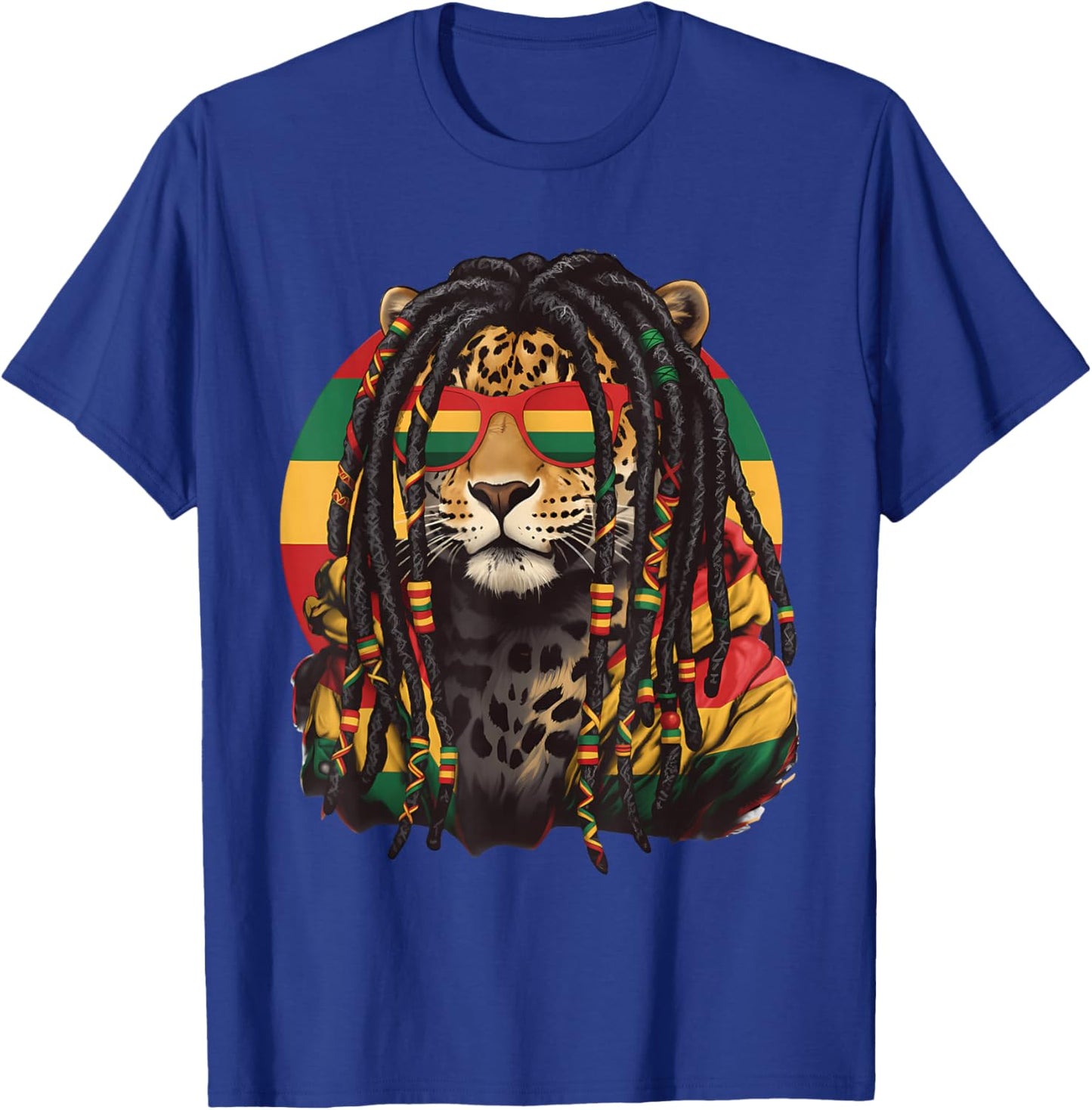 Rasta Reggae Lion of Judah Headphones Jamaican Reggae Music T-Shirt - T-Shirt | Royal