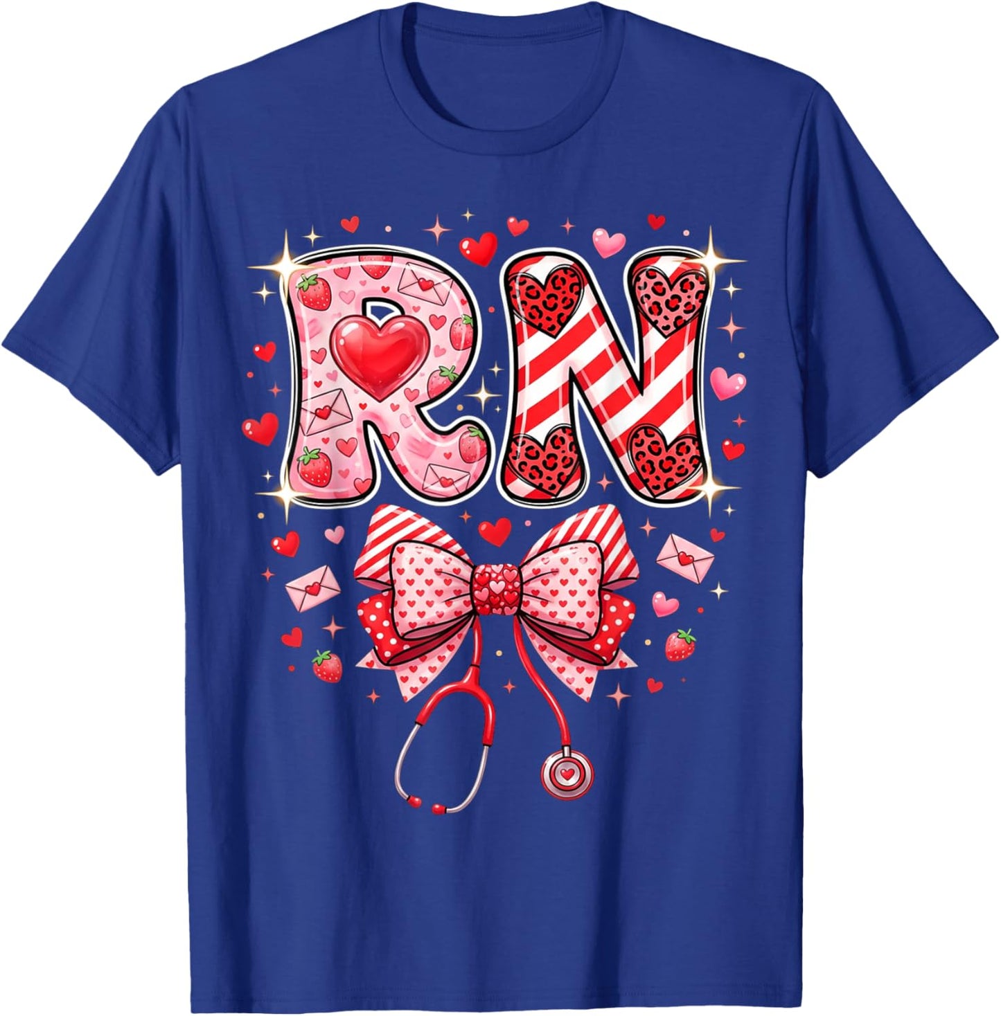 Healthcare Heart Registered Nurse RN Valentines Nurses T-Shirt - T-Shirt | Royal