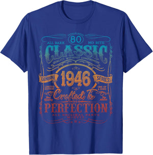 Vintage 1946 Limited Edition Shirt 80 Year Old 80th Birthday T-Shirt - T-Shirt | Royal