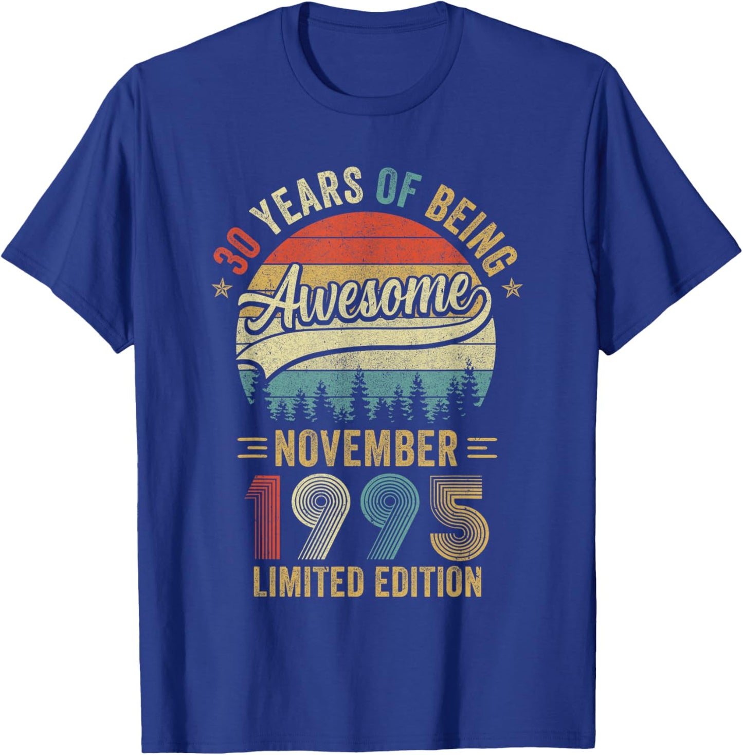 Vintage November 1995 Old 30Th Birthday Men Women T-Shirt - T-Shirt | Royal