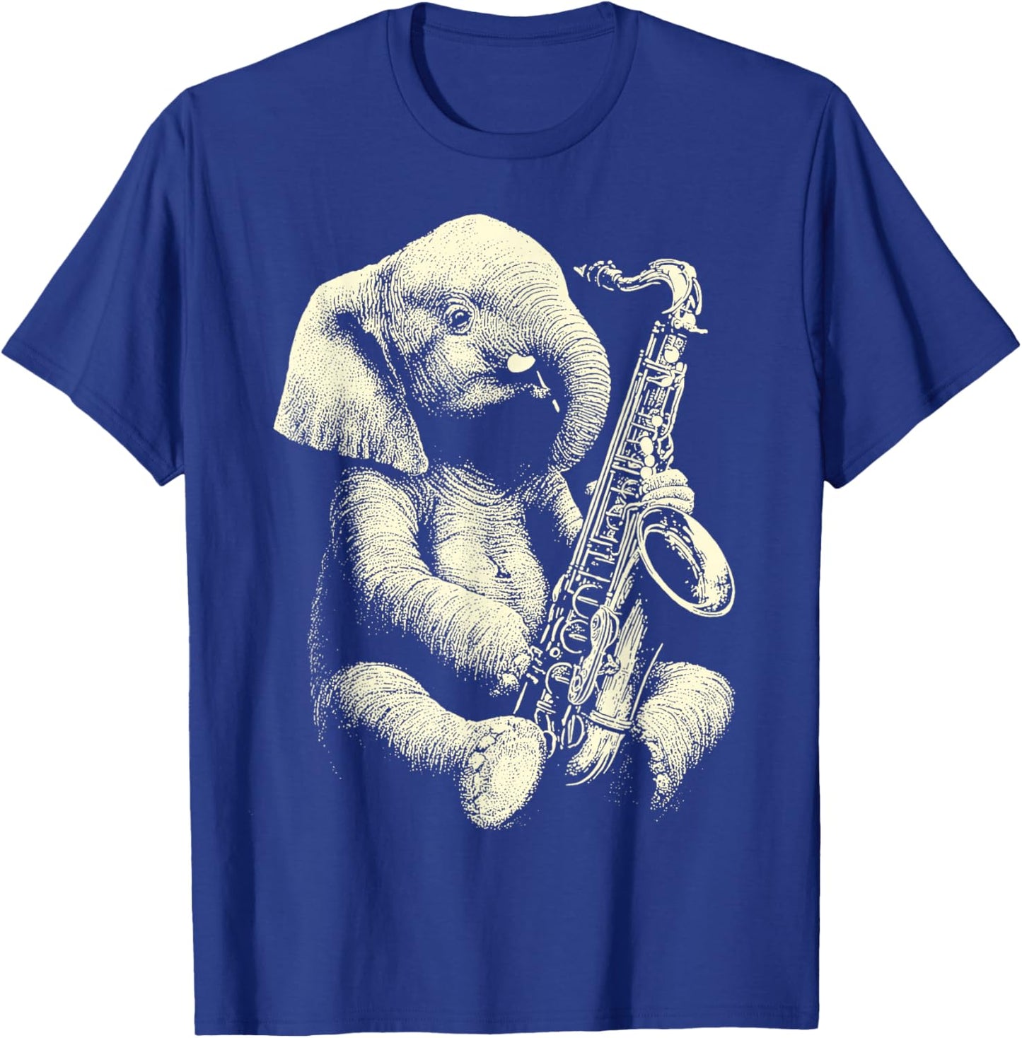 Cute Elephant Playing Saxophone Player Funny Jazz Musician T-Shirt - T-Shirt | Royal