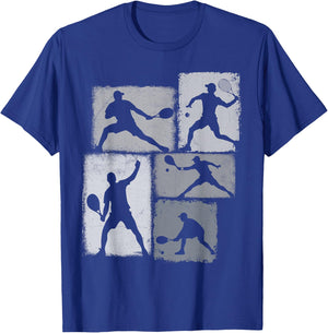 Tennis Player Collage Men Women Kids Coach Youth T-Shirt - T-Shirt | Royal