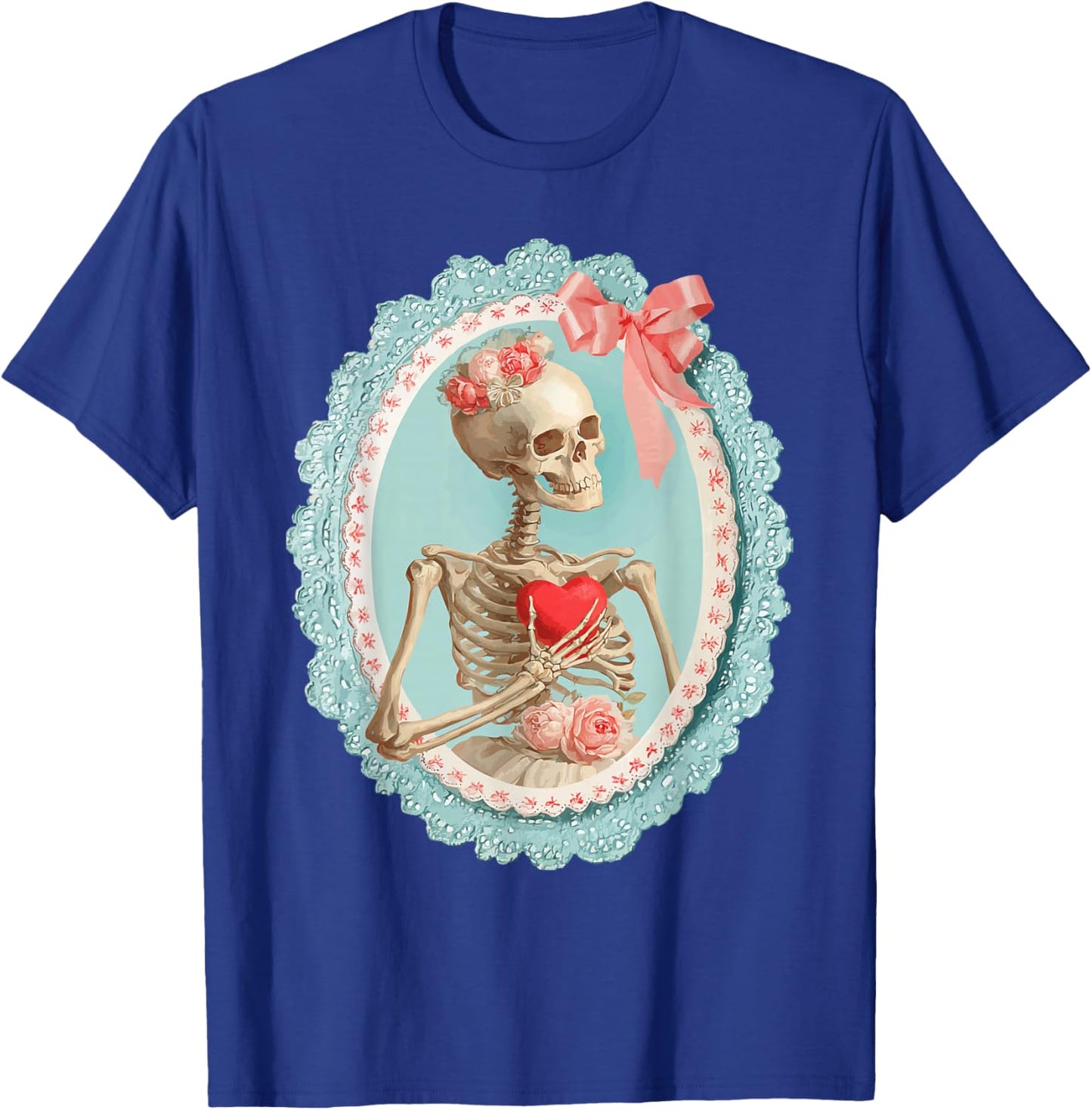 Skeleton with Heart Victorian Gothic Romantic Valentines Day T-Shirt - T-Shirt | Royal