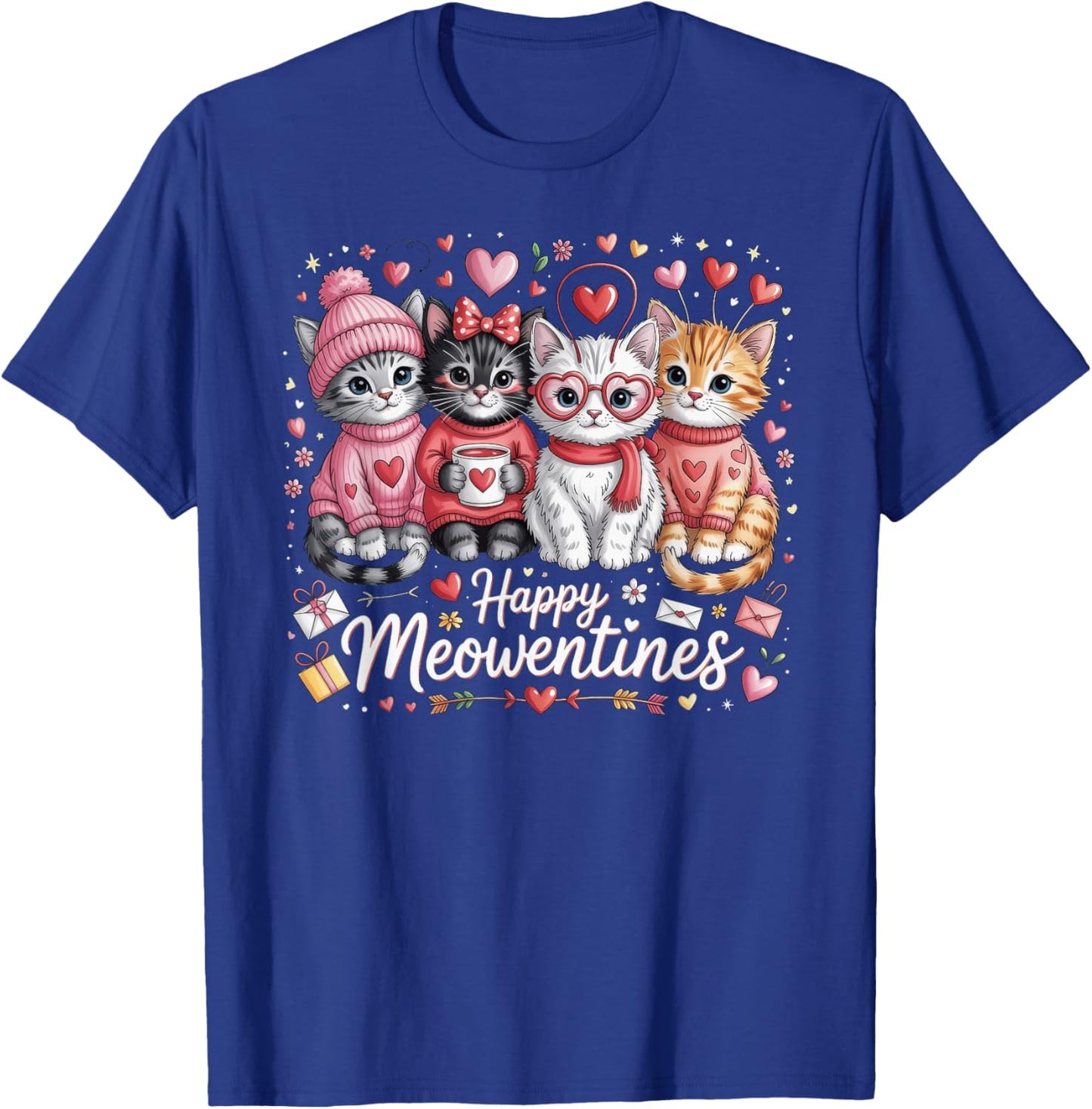 Happy Meowentines Valentine Cat Lovers T-Shirt - T-Shirt | Royal