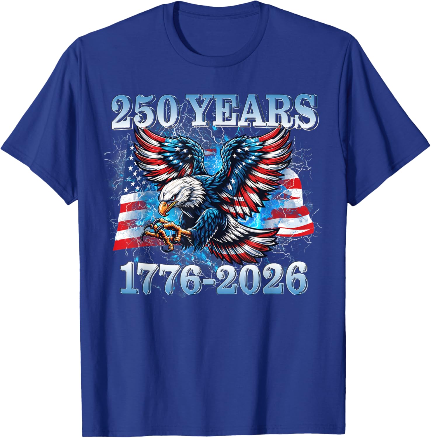 USA 250 Years 1776-2026 Eagle American Flag Boys Men T-Shirt - T-Shirt | Royal
