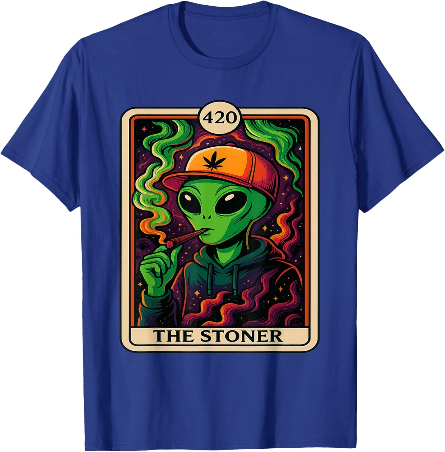 The Stoned Alien 420 Stoner Psychedelic Weed Space Vibe T-Shirt - T-Shirt | Royal