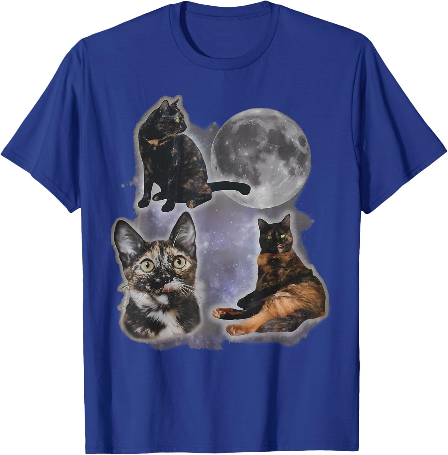 Three Tortoiseshell Cats Howling at The Moon Weird Meme T-Shirt - T-Shirt | Royal