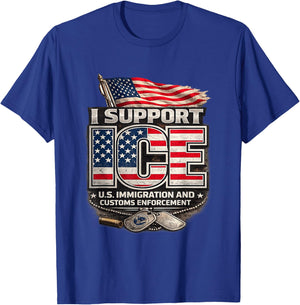 I Support ICE Patriotic Design T-Shirt - T-Shirt | Royal