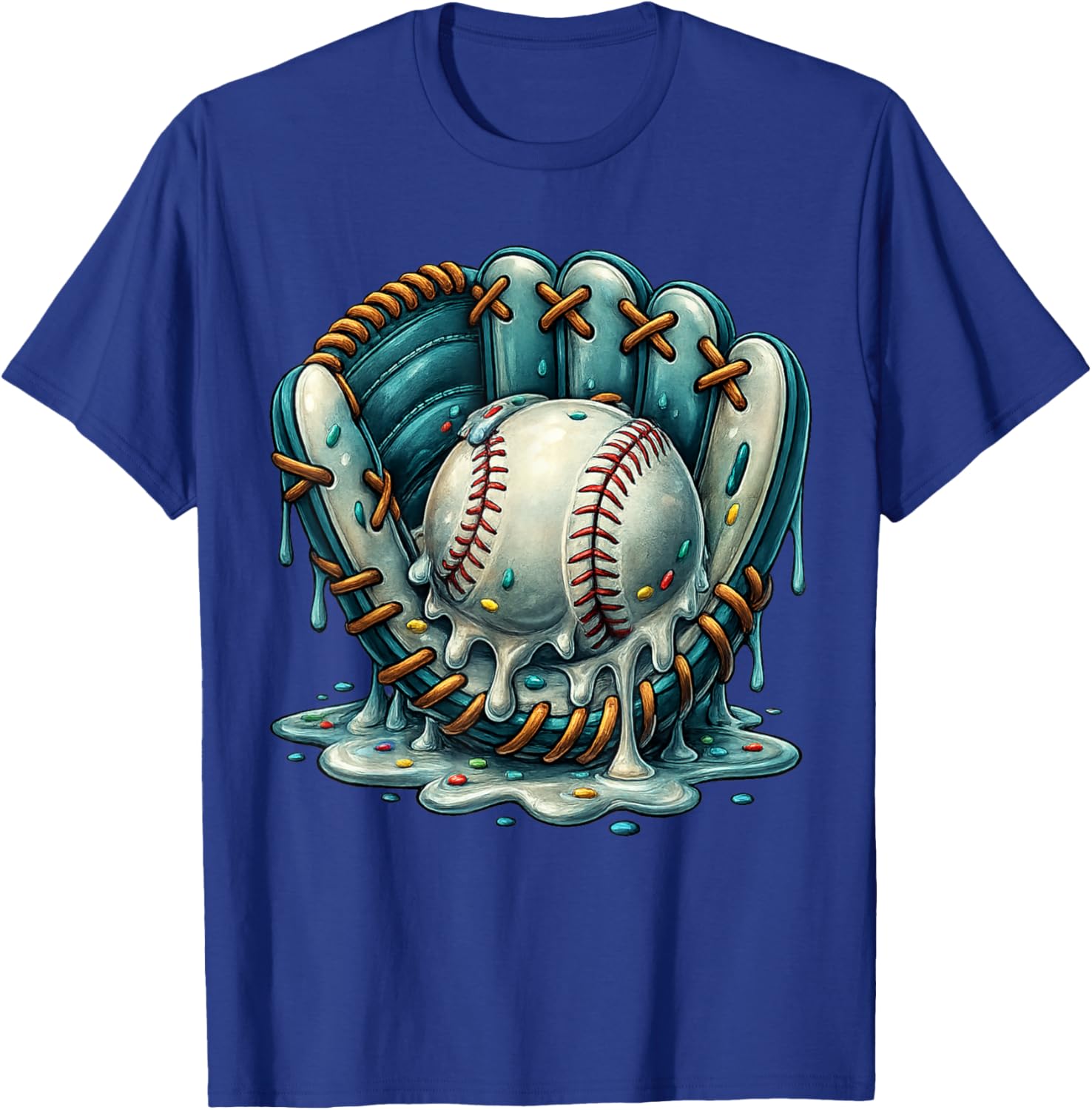 Baseball Drip Team for Boys and Girls Ice Cream Cool T-Shirt - T-Shirt | Royal