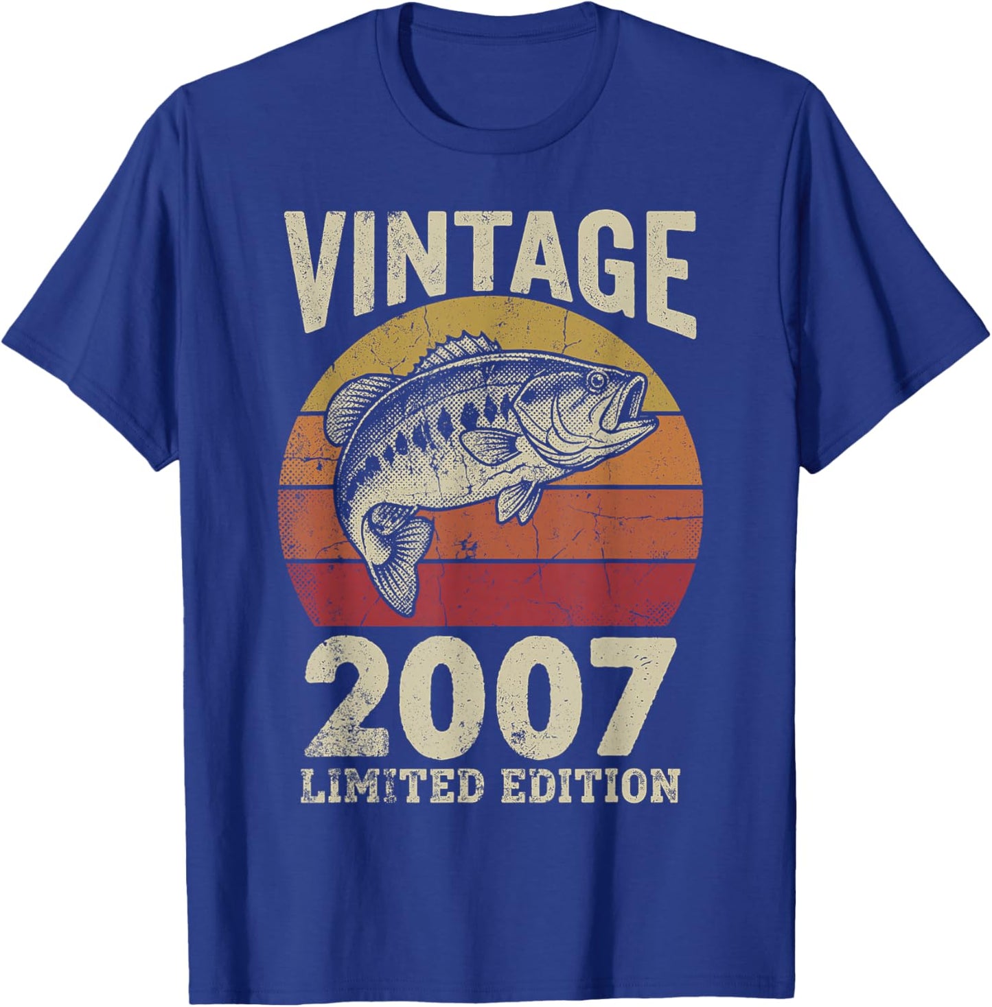 Vintage 2007 Fishing 19th Birthday Fisherman Limited Edition T-Shirt - T-Shirt | Royal