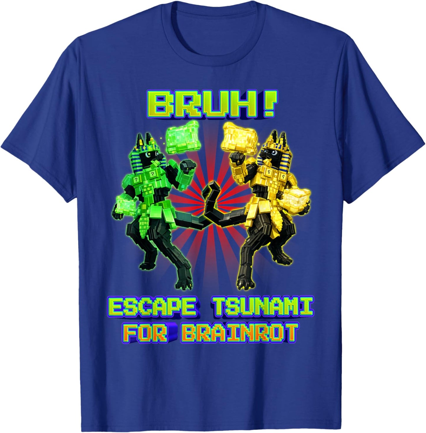 Bruh Anububu Tsunami Brainrot for Boys Kids Teens T-Shirt - T-Shirt | Royal