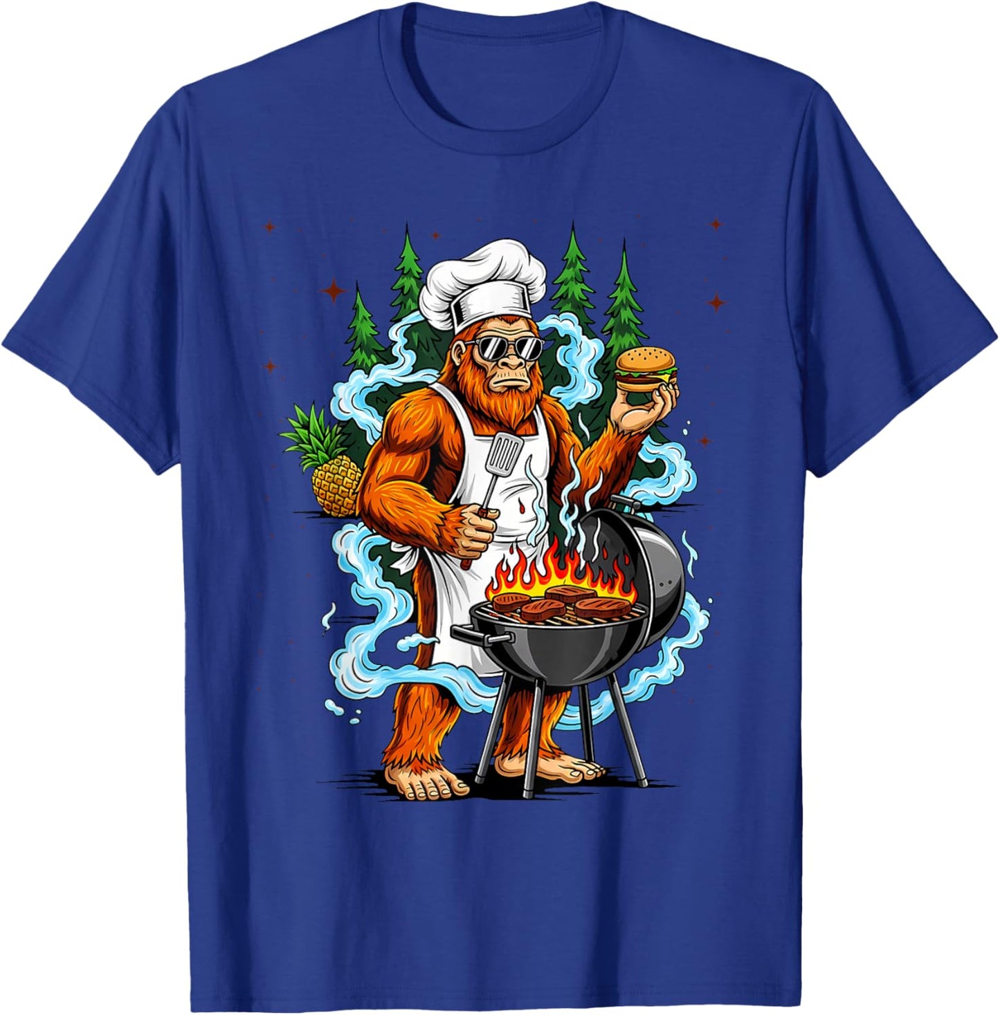 BBQ Master Bigfoot Chef Grill Cooking Barbecue Dad Funny T-Shirt - T-Shirt | Royal