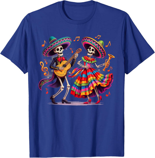 Dia De Los Muertos Skeletons Dancing Mexican Day of The Dead T-Shirt - T-Shirt | Royal