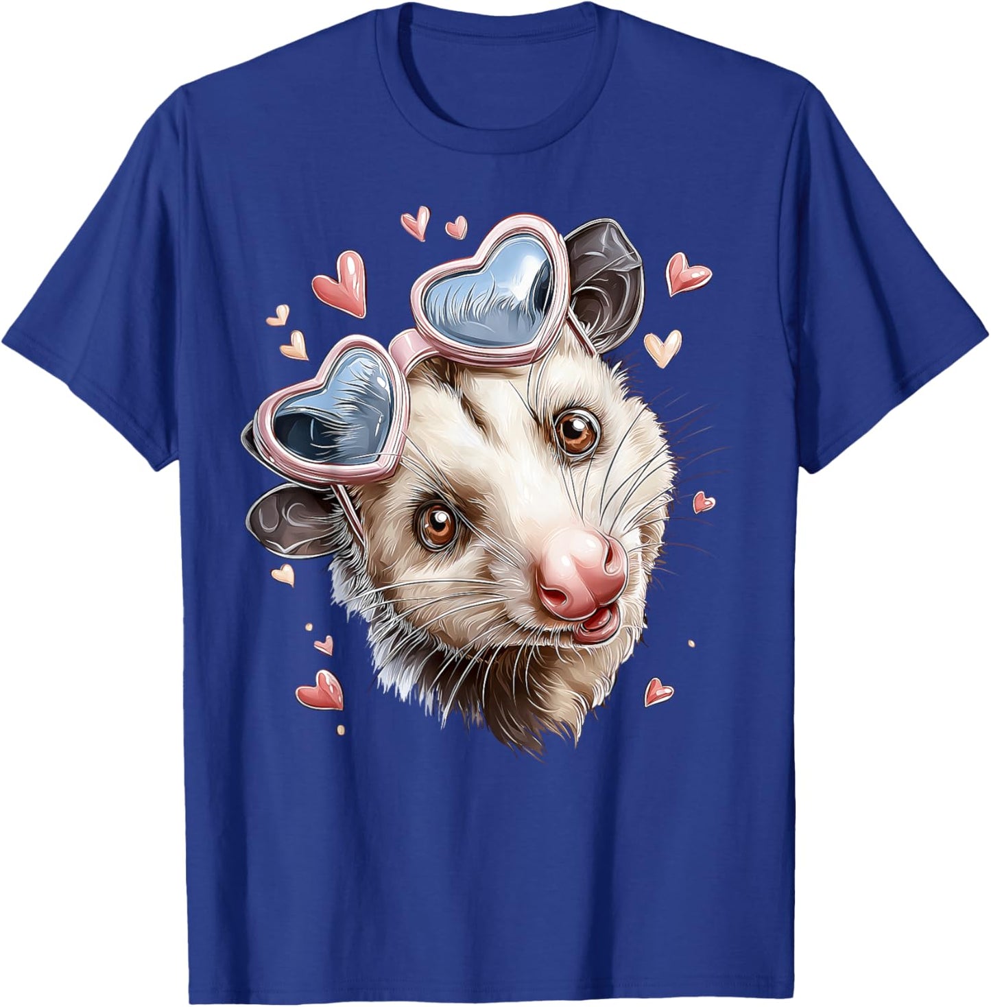 Opossum Possum Valentine's Day Heart Sunglasses T-Shirt - T-Shirt | Royal