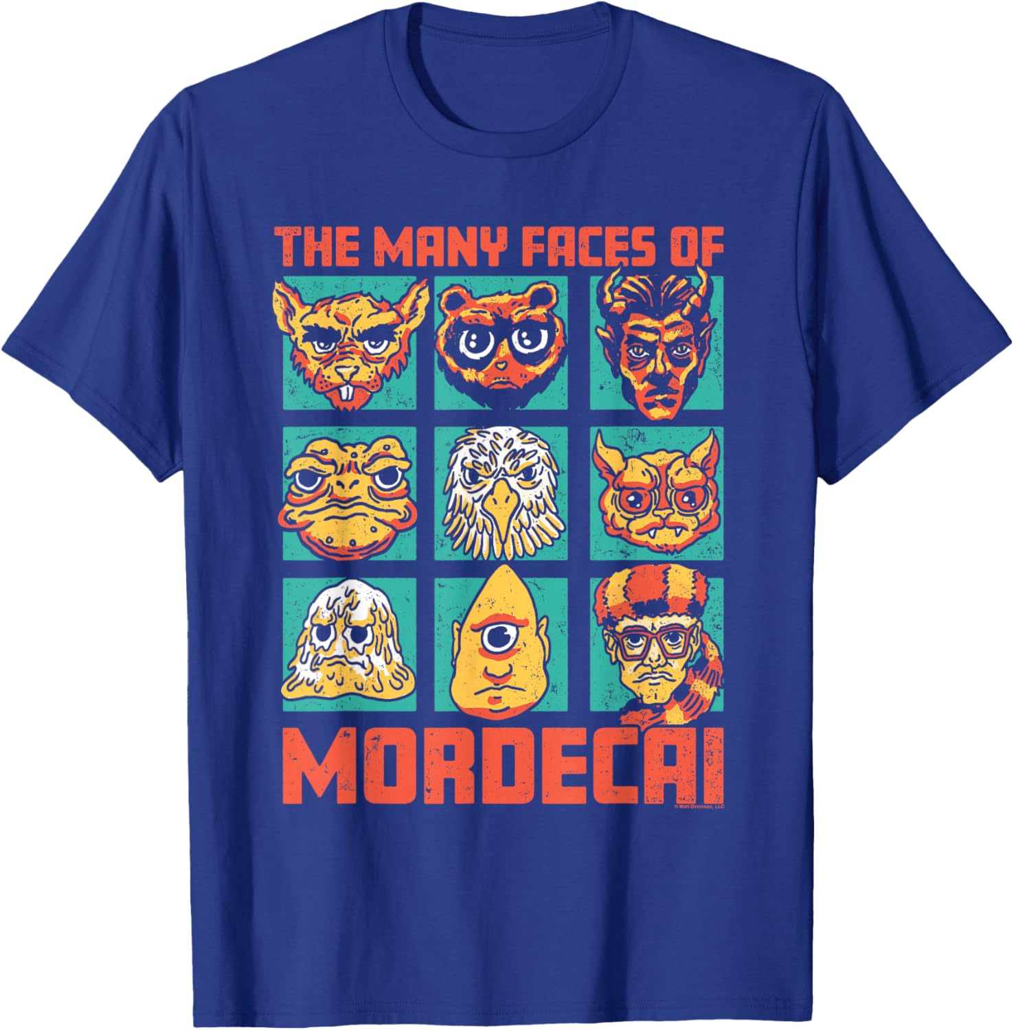 DCC Many Faces of Mordecai Grid Funny Gamer Series Book T-Shirt - T-Shirt | Royal