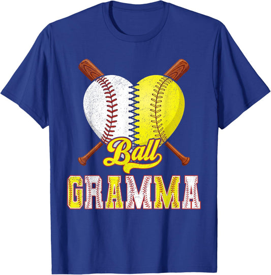Funny Ball Gramma Baseball Softball Heart T-Shirt - T-Shirt | Royal