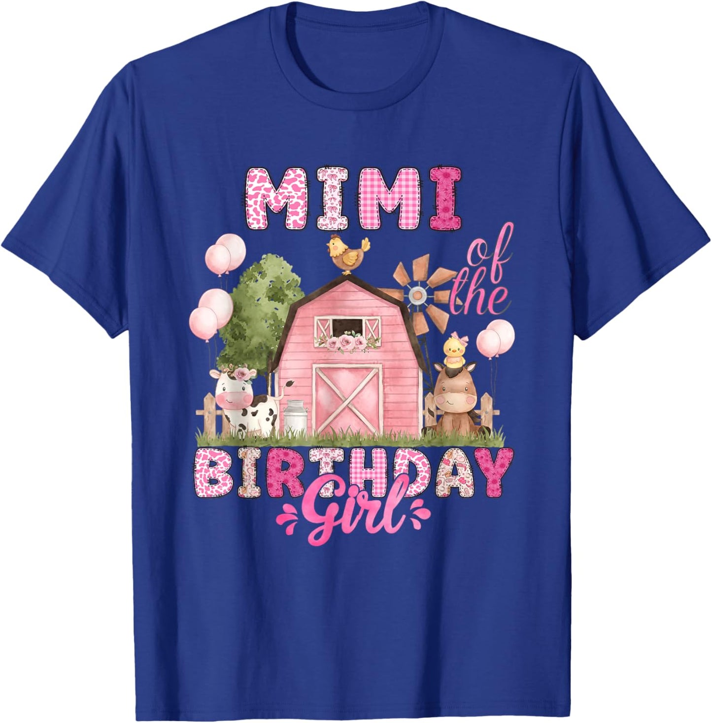 Mimi of The Birthday Girl 1St Bday Cow Farm Family T-Shirt - T-Shirt | Royal