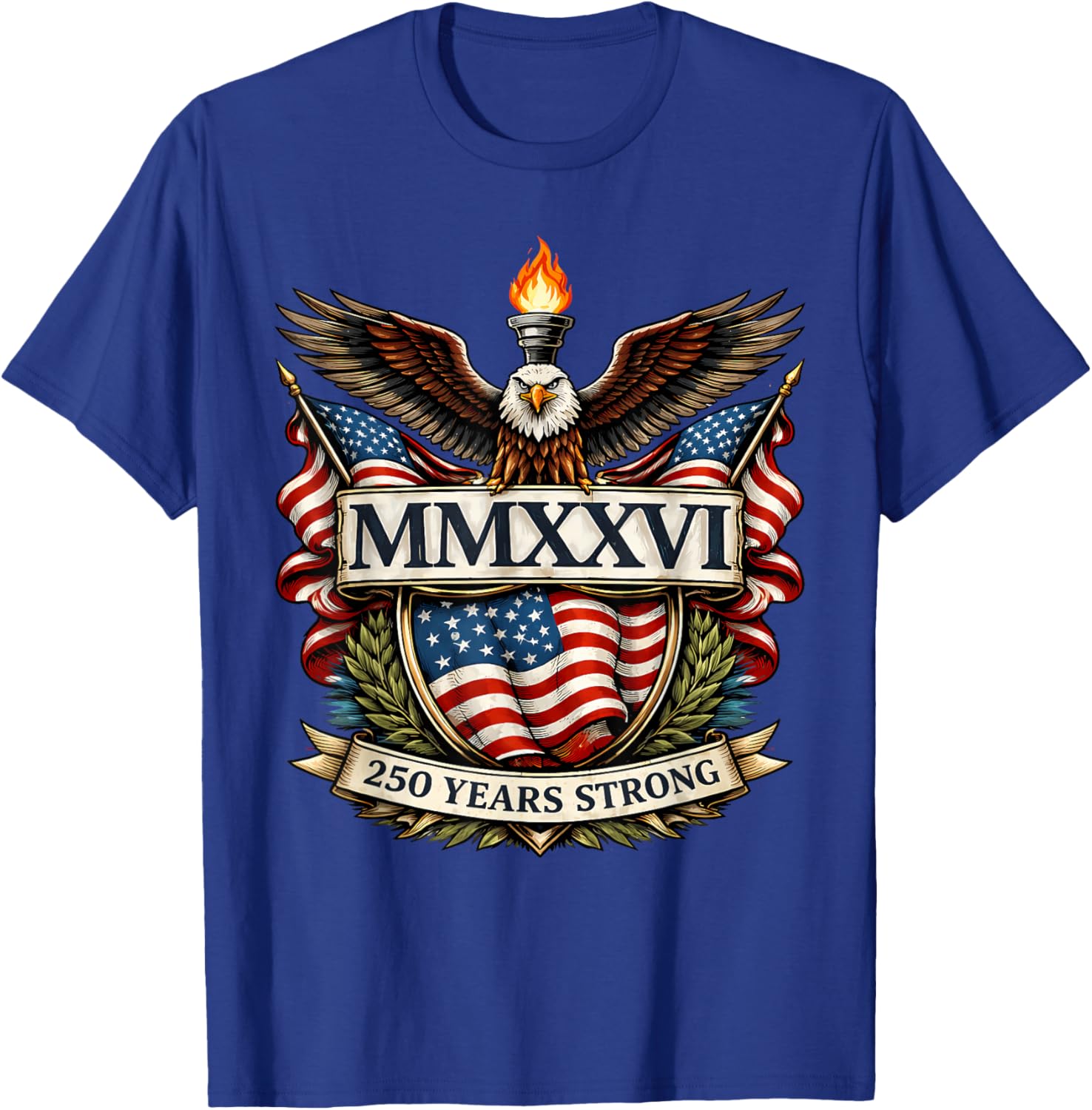 Flag Vintage 250 Years American 1776 2026 250th USA Birthday T-Shirt - T-Shirt | Royal