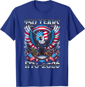 Eagle and Flag 250 Years 1776-2026 250th Birthday T-Shirt - T-Shirt | Royal