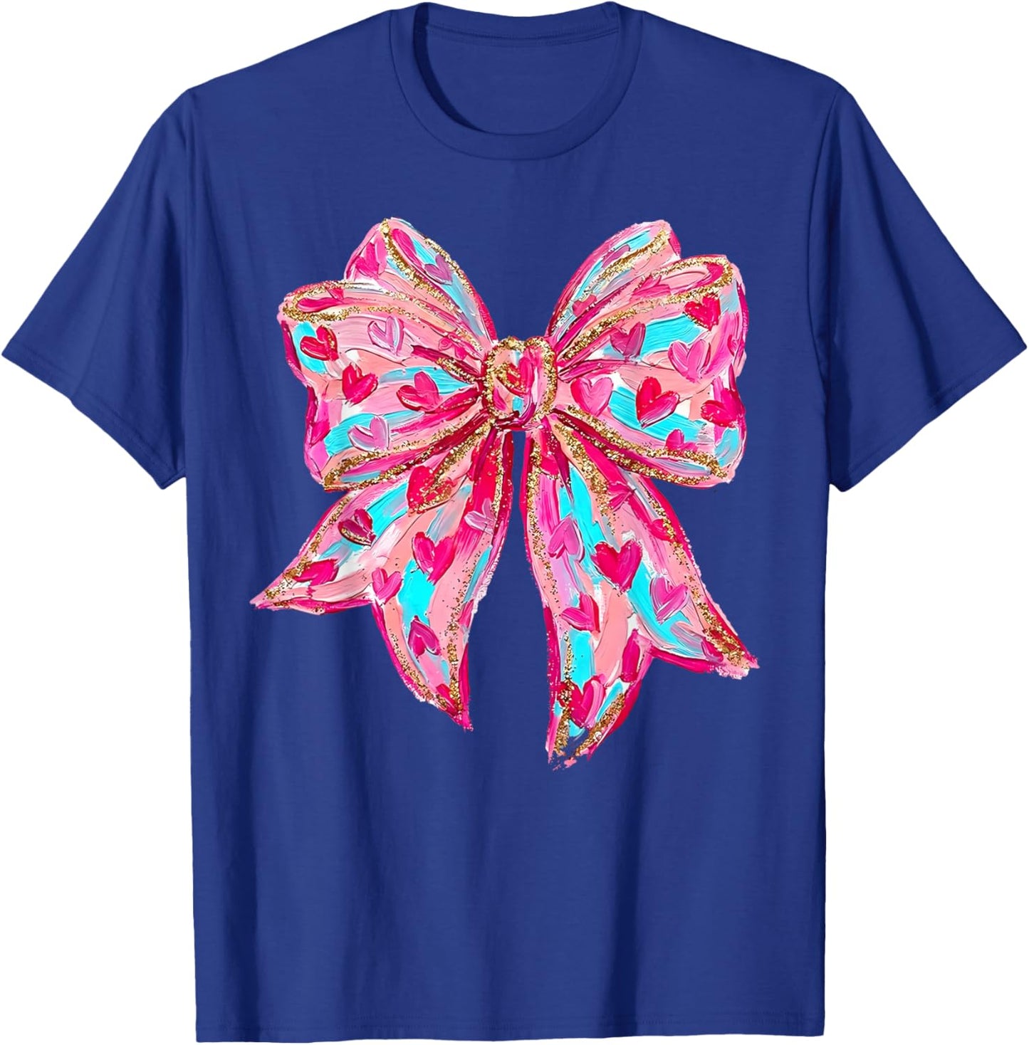 Coquette Bow Valentine's Day Girl Woman Cute Heart Love Gift T-Shirt - T-Shirt | Royal