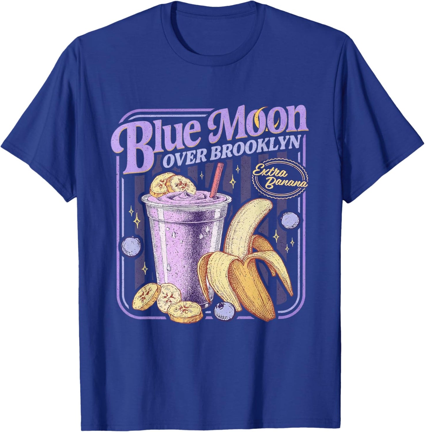Retro 80s Diner Blue Moon Over Brooklyn Extra Banana Lover T-Shirt - T-Shirt | Royal