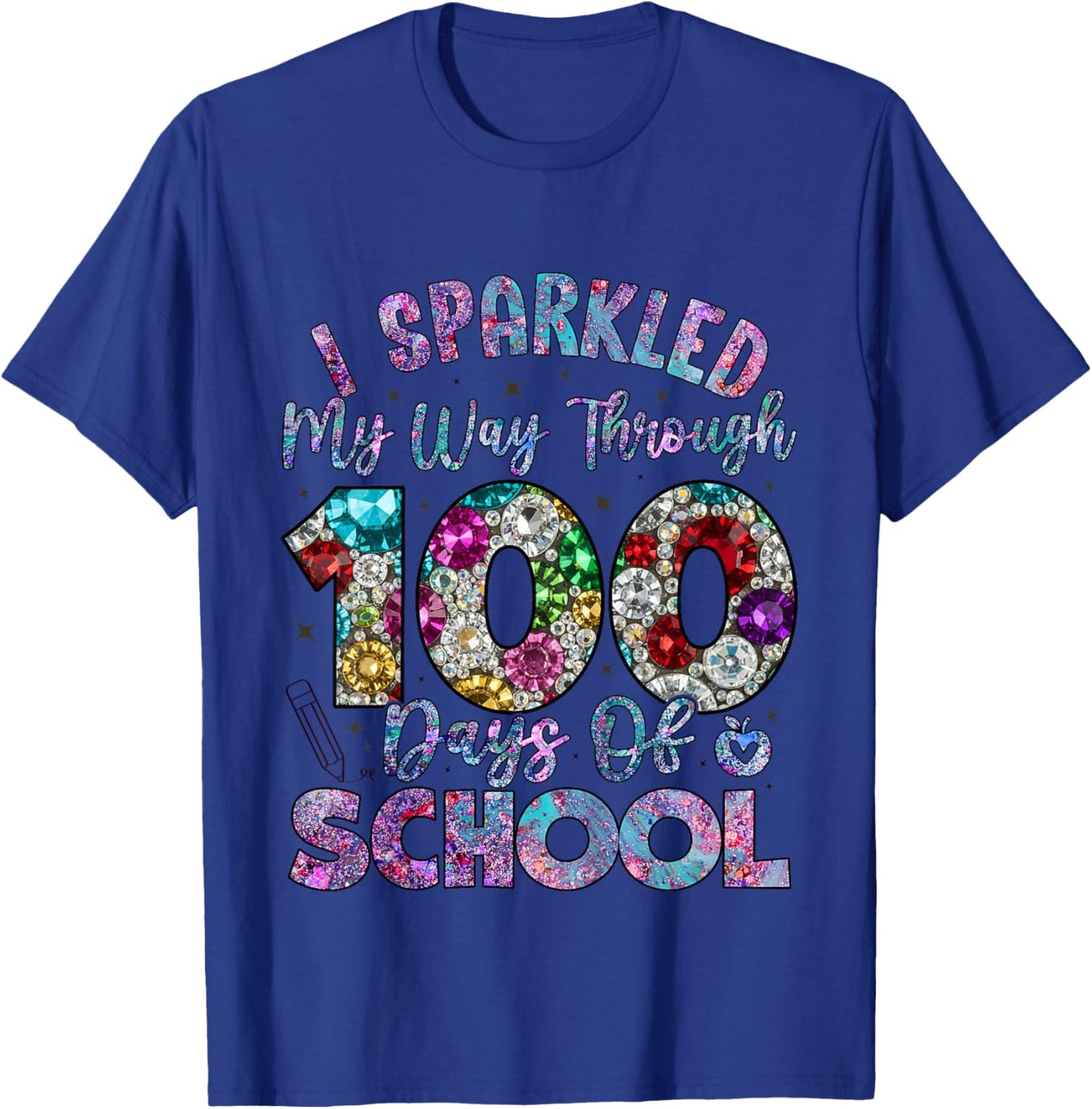 I Sparkled My Way Through 100 Days of School Sparkling Girls T-Shirt - T-Shirt | Royal