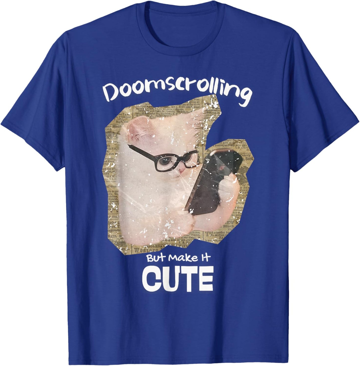 Doomscrolling cat Social Media Gen Z Digital Life Humor Cute T-Shirt - T-Shirt | Royal