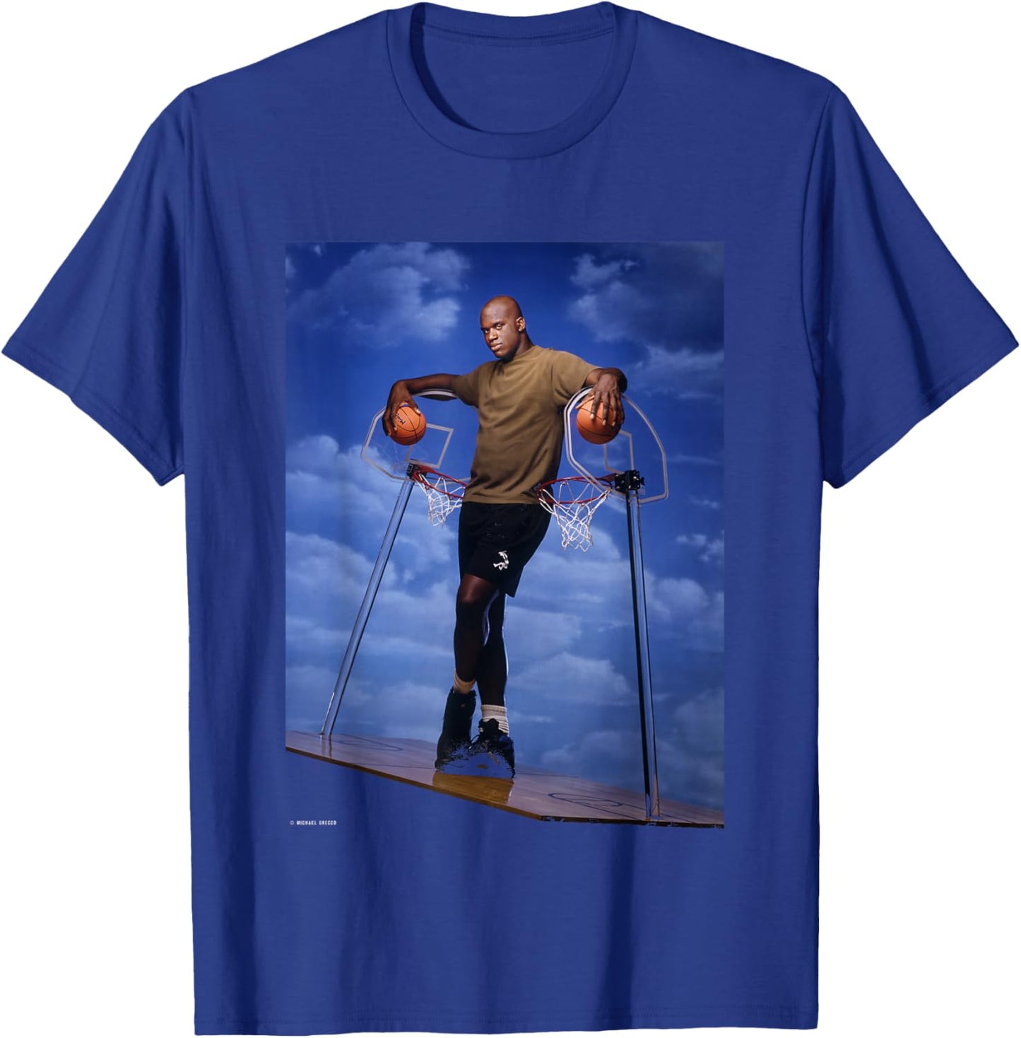 NBA Basketball Shaquille O’Neal LA Lakers by Michael Grecco T-Shirt - T-Shirt | Royal