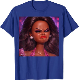 Angry Disgusted Black Doll Face Meme Reaction Meme Funny T-Shirt - T-Shirt | Royal