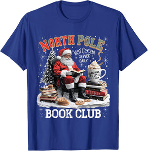 North Pole Book Club Santa Reading Christmas T-Shirt - T-Shirt | Royal