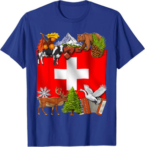 Switzerland Flag Swiss Roots Switzerland Heritage Pride T-Shirt - T-Shirt | Royal