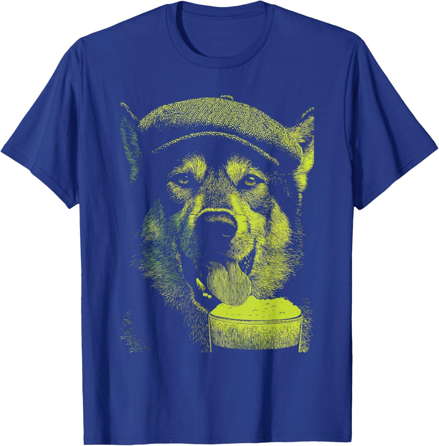 Irish Wolf with Beer Animal Drinking Humor St Patricks Day T-Shirt - T-Shirt | Royal