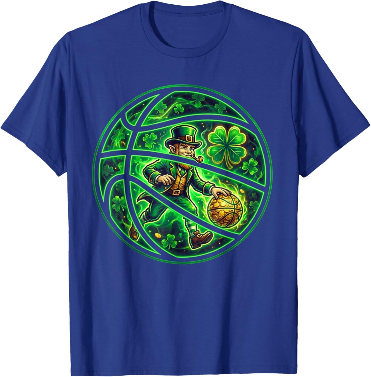 Basketball Shamrock Lucky Irish St Patrick's Day Girls Boys T-Shirt - T-Shirt | Royal