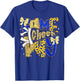 Preppy Game Day Football Mom Pennant Flag Cheer Blue & Gold T-Shirt - T-Shirt | Royal