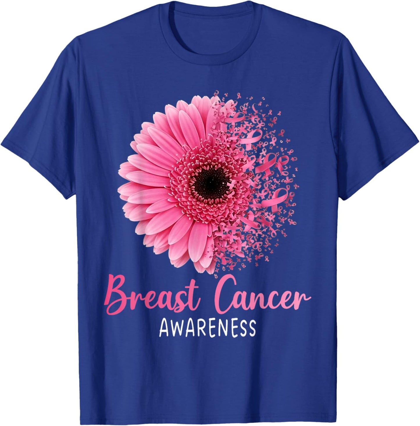 Sunflower Breast Cancer Awareness Pink Ribbon Girl T-Shirt - T-Shirt | Royal