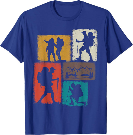 Hiking Collage Hiker Men Kids Outdoorsman Youth Boys T-Shirt - T-Shirt | Royal