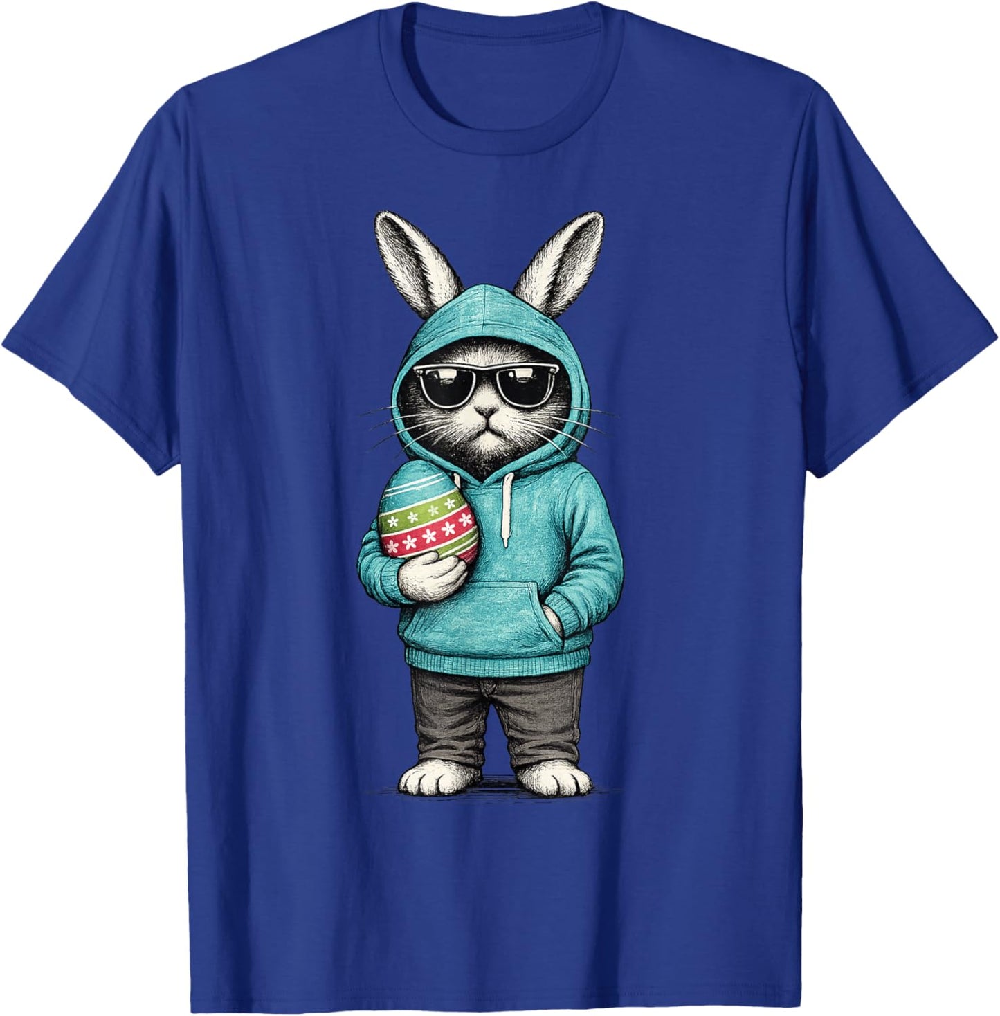 Bunny Face with Sunglasses Happy Easter Egg Boys Men Kids T-Shirt - T-Shirt | Royal