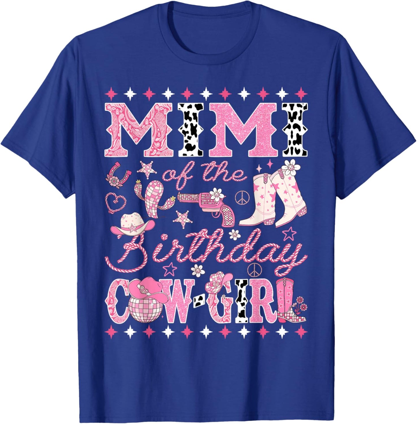 Mimi of The Birthday Cow-Girl Pink Rodeo Western Disco T-Shirt - T-Shirt | Royal