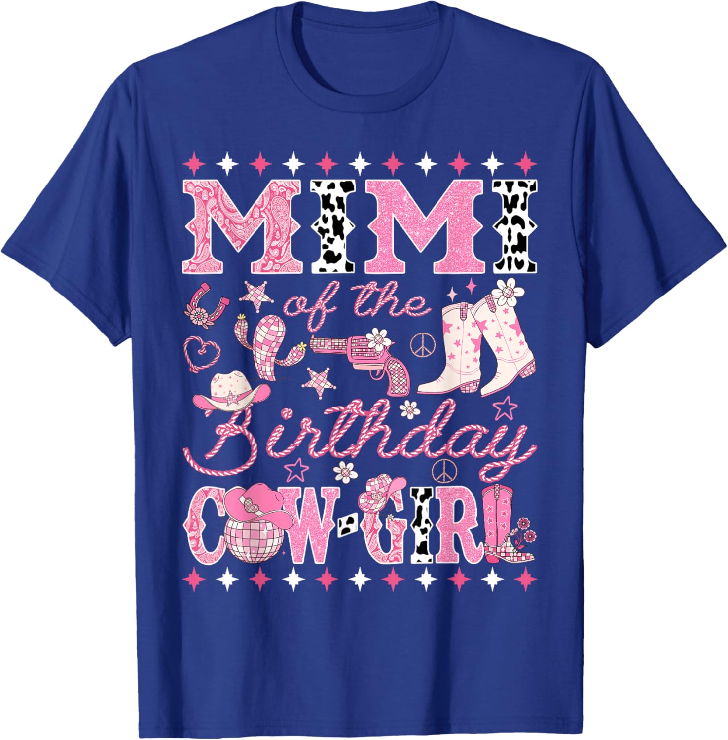 Mimi of The Birthday Cow-Girl Pink Rodeo Western Disco T-Shirt - T-Shirt | Royal